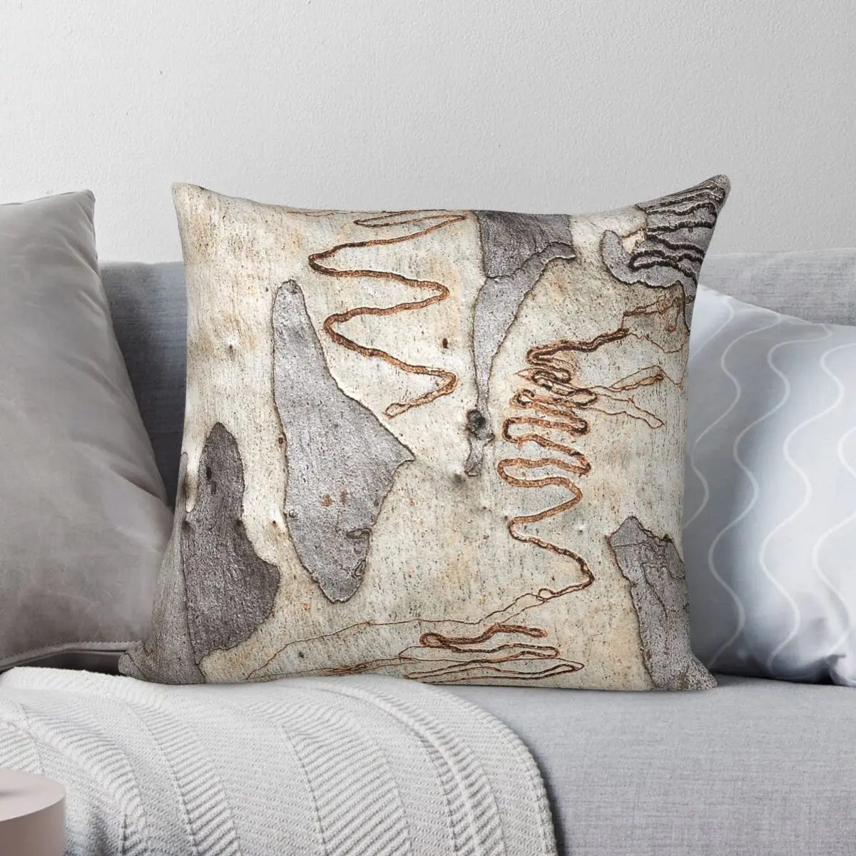 Scribbly Gum Four Square Pillowcase Polyester Linen Velvet Creative Zip Decorative Throw Pillow Case Home Cushion Case
