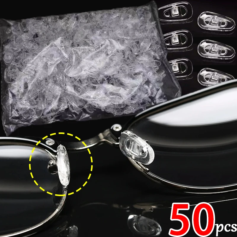 

10/50pcs Eyeglasses Nose Pads Silicone Anti Slip Air Chamber Oval Eyeglasses Pad Air Chamber Clear Eyewear Sunglass Accessories