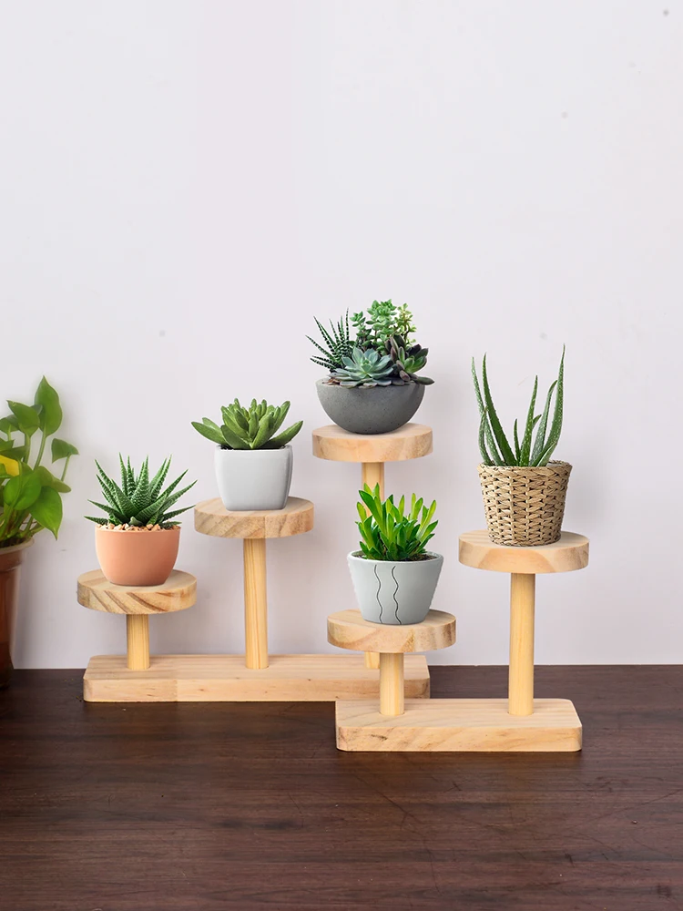 Creative Wooden Display Stand For Action Figures,Cosmetics Storage Rack Tabletop Succulent Plant Display Stand Perfume Holder