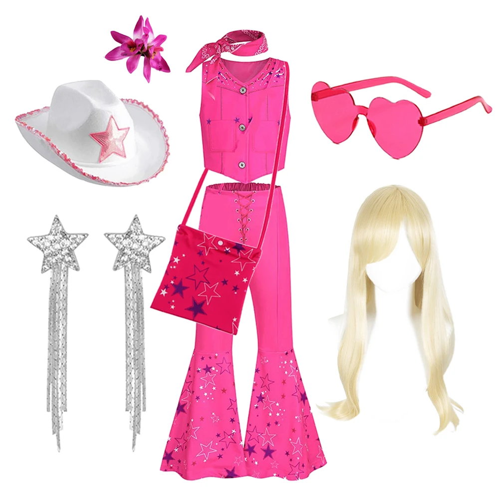 Traje de cowgirl para meninas cosplay roupa de halloween vestuário de festa infantil conjunto tops calças princesa cosplay