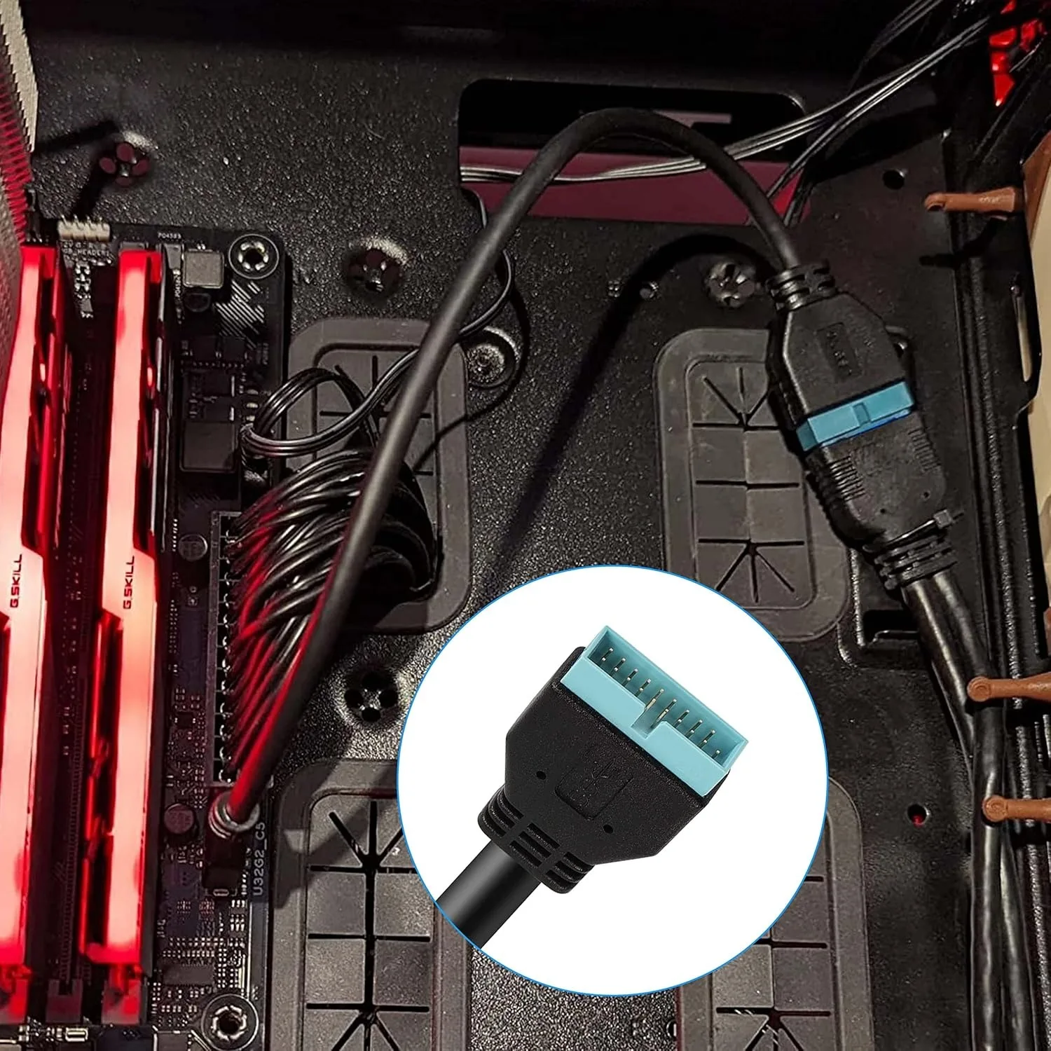 USB 3.1 Type E Front Panel Header to USB 3.0 19-Pin Motherboard Extension Cable Adapter Compatible with ASUS Desktop Mainboard