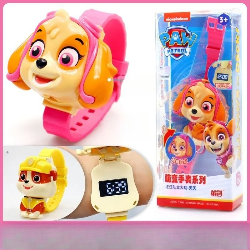 باو باترول تشيس الأطفال الساعات أنيمي سيليكون حزام ساعة إلكترونية الكرتون للتحويل صبي فتاة ساعة رقمية هدايا عيد الميلاد