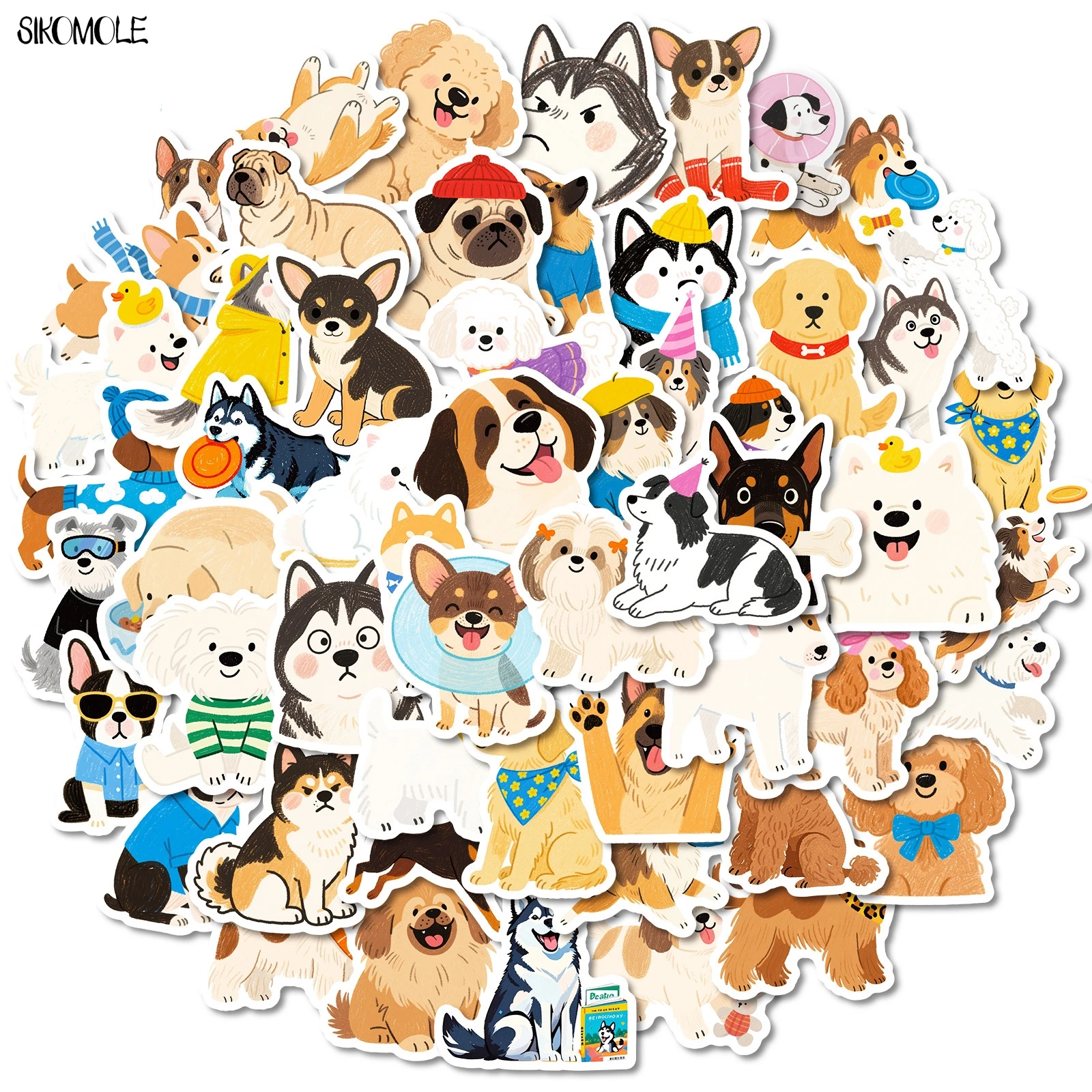 10/30/50PCS Hand Drawn Cartoon Dogs Stickers Kawaii Anime GYM For DIY PVC Decoration Laptop Guitar Waterproof Graffiti Sticker