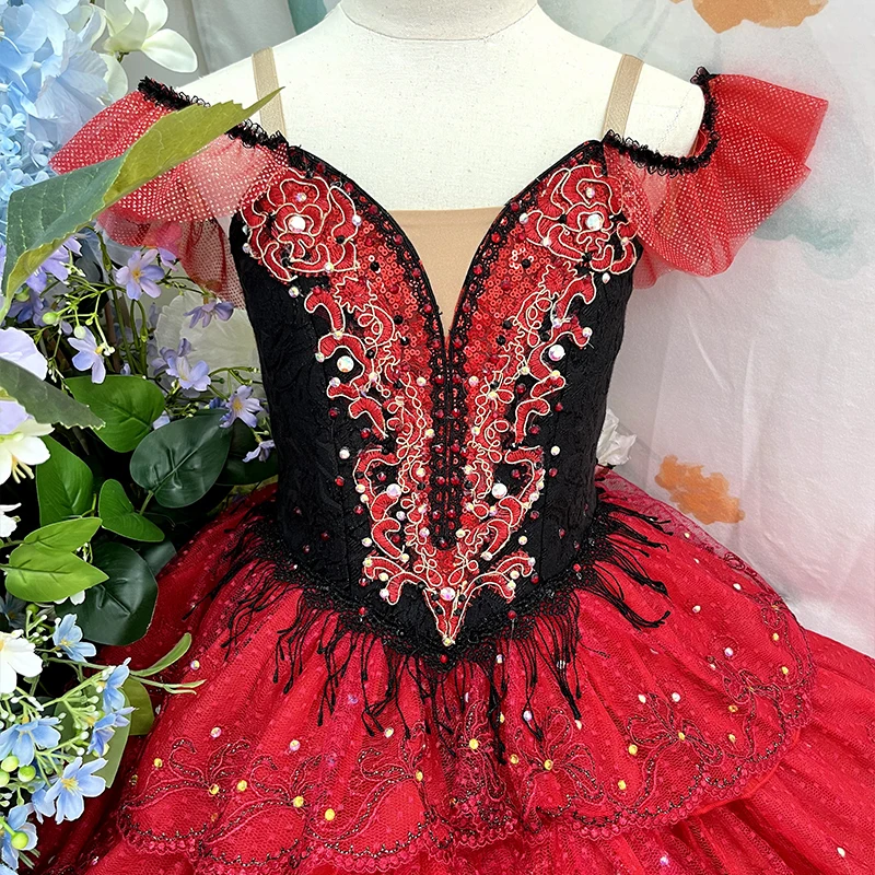 Tutu de Ballet professionnel Kitri Don Quichotte, Costume de ballerine espagnole sur mesure pour spectacles superbes, Tutu romantique
