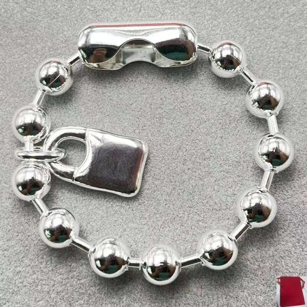2026 Spain Minimalist Neutral Style Gold Silver Round Bead Geometric Bracelet Jewelry Couple Accessories Gift