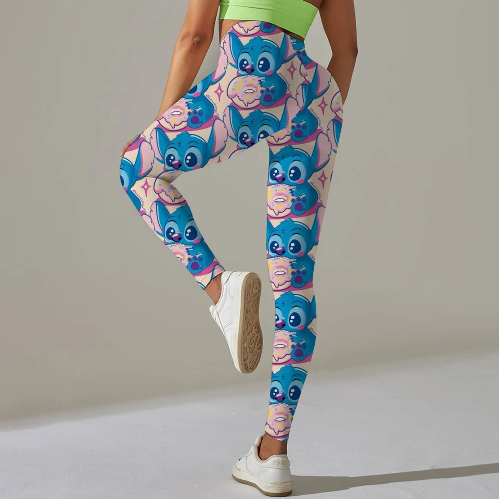 Disney Stitch print High Waist Yoga Legging Women Sport Cropped Pants Butter Athletic Gym Comprehensive Training Jog