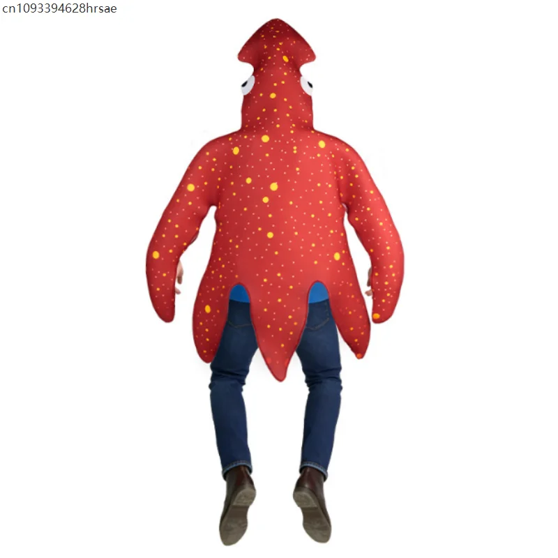 Funny Spotted Octopus Mascot Costume Unisex Red Squid Clothes Sea Animal Cosplay Outfit Carnival Party Stage Fancy Dress
