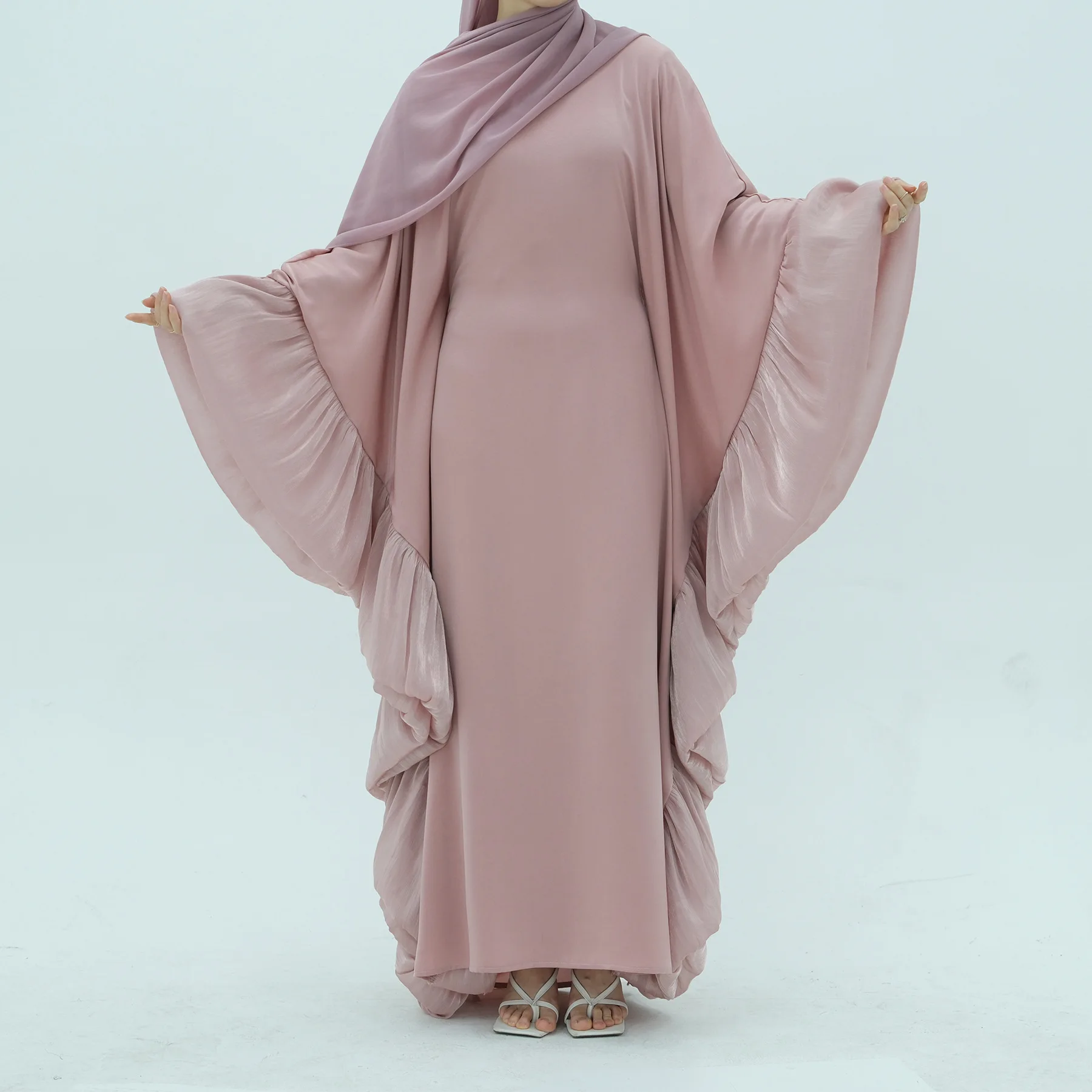 

Исламское платье-джеллаба/абайя/кафтан для женщин, роскошное дубайское платье с рукавами «летучая мышь» для Рамадана и Ид, марокканский кафтан, женская роба