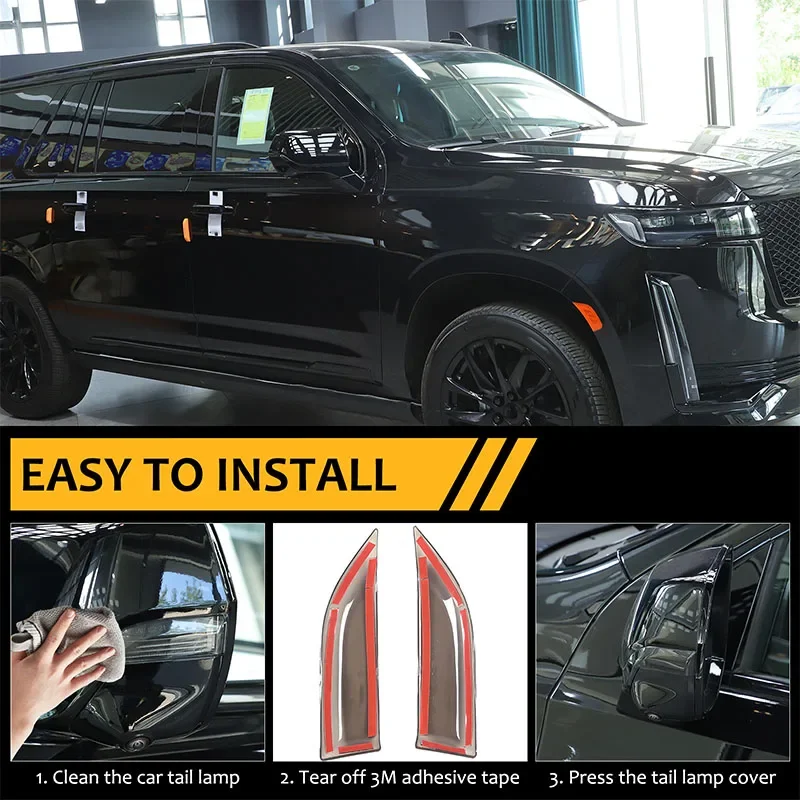 

For Cadillac Escalade 2021-2023 ABS Smoked Black car rearview mirror turn signal decorative cover sticker Car accessories