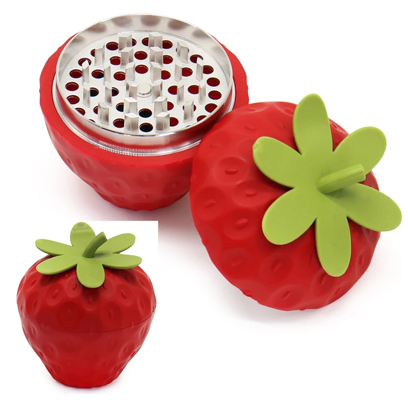 68 مللي متر 2.6 بوصة عشب طاحونة معدنية 3 طبقة التبغ طاحونة تخزين كبيرة الأحمر الفراولة على شكل طاحونة #1