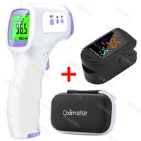 Household Infrared Thermometer Digital Non Contact LCD Laser Thermometer Tool Handheld IR Temp Pyrometer Finger Pulse Oximeter