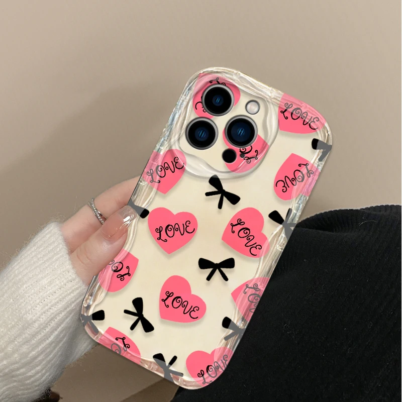 حافظة على شكل قلب لهاتف آيفون 17 Air 16 15 14 13 12 11 Pro Max Plus 16E XR XS X 7 8 غطاء خلفي من السيليكون المقاوم للصدمات