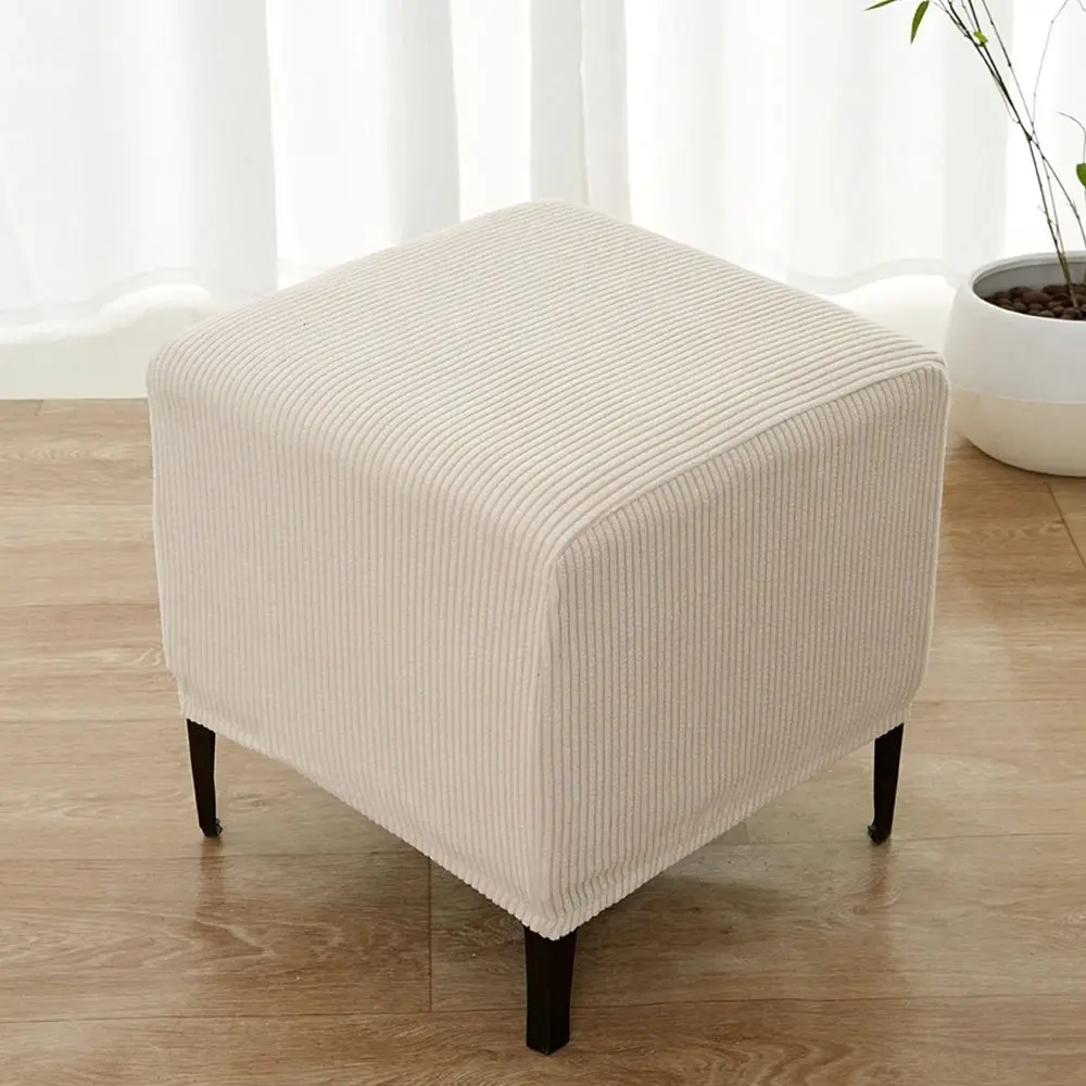Jacquard Velvet Square Footstool Cover Square Shaped Elastic Fabric Wrap Bench Storage Cover Soft Wear Resistant Stool Slipcover