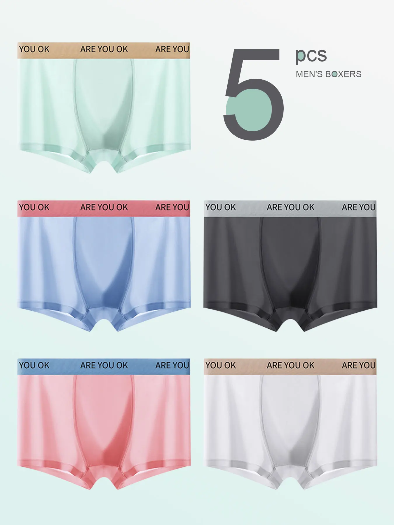 

5 Pcs Men's Ice - Silk Underwear, “Bare - feeling” Experience, Free - moving Companion