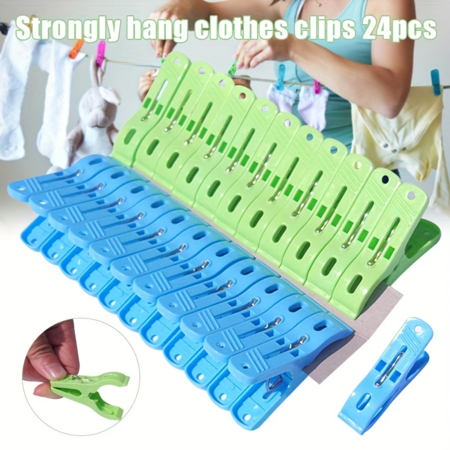 24Pcs Small Laundry Clothespins Strong Clamping Force Multifunctional Pegs for Drying Quilts Clothes Towel racks for bathroom