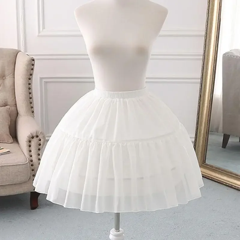 

Women Multi Layer Cosplay Lolita Underskirt Elastic Waistband Single Steel Loop Bridal Wedding Dress Petticoat White Crinoline