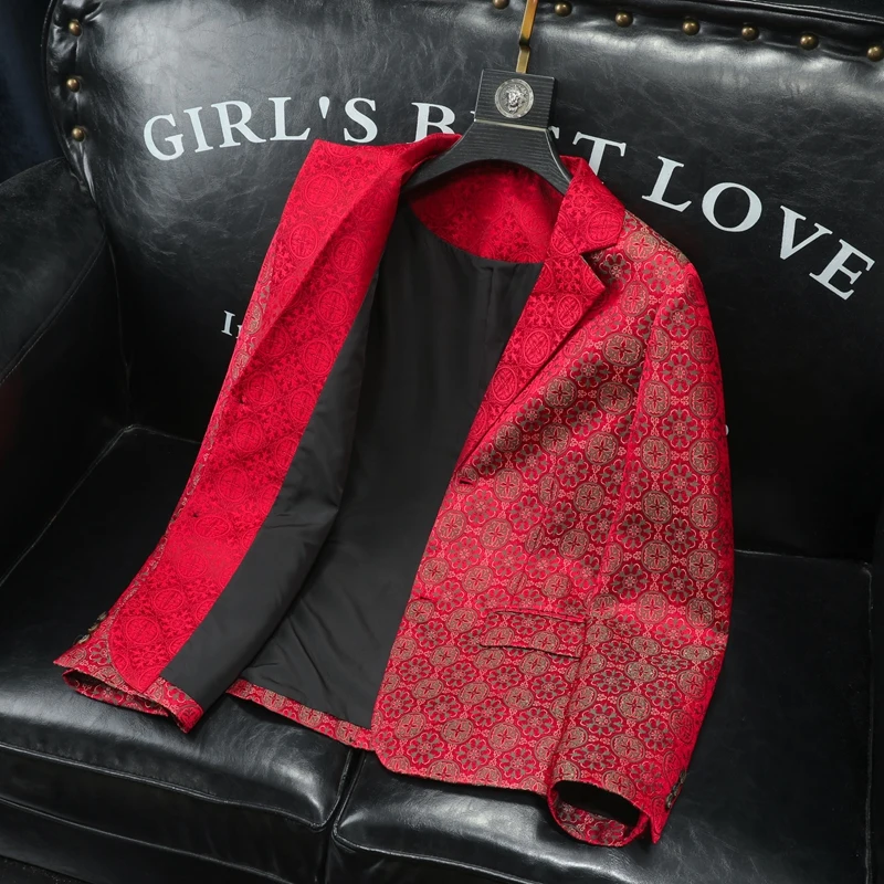 Slim Fit Jacquard Blazers For Men Gentleman Suit Jackets Casual Four Seasons Quality Comfortable Draping Cutting Terno Masculino