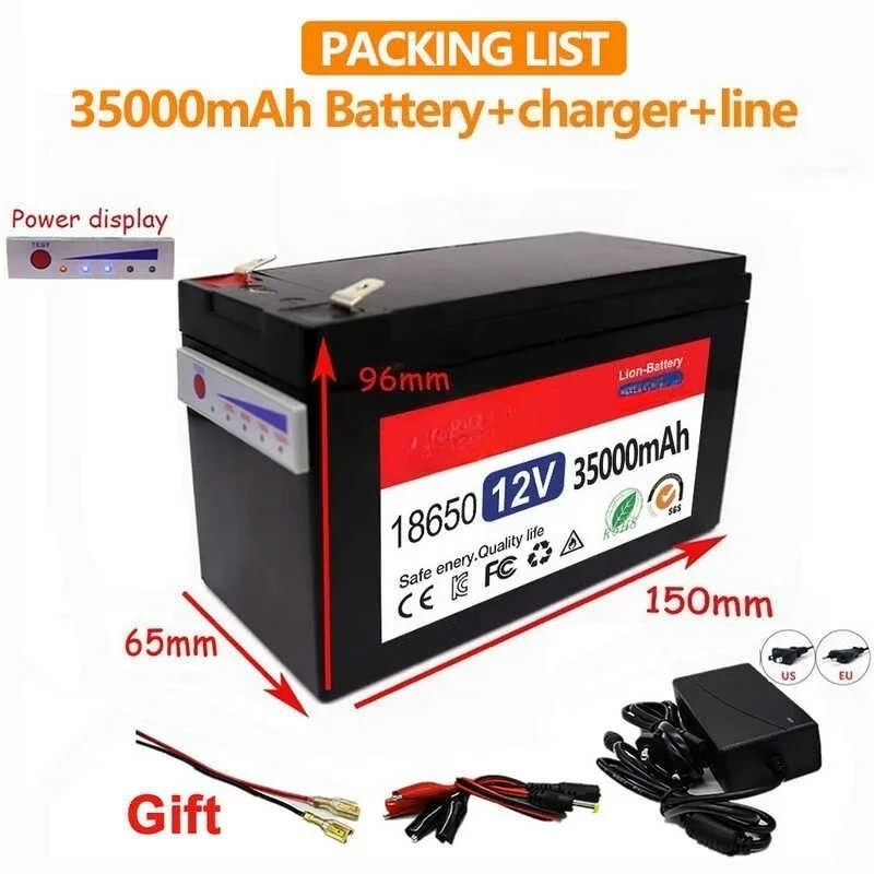 12V 350Ah Portable Rechargeable Battery with USB Power Display Port Multi Purpose Backup Power Supply