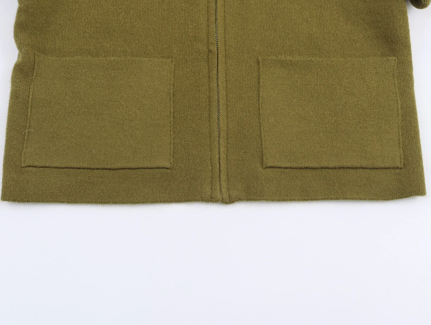 Maxdutti Damen-Bomberjacke, Damen-Kleidung, Oberteile, modisch, elegant, nordisch, minimalistisch, französische Eleganz, olivgrüne Strickjacke