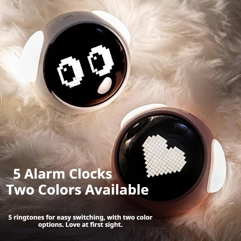 Cute Expression Night Lamp Alarm Clock Snooze Child Kid Digital Alarm Clock Voice Control Home Intelligence LED Alarm Clock Gift