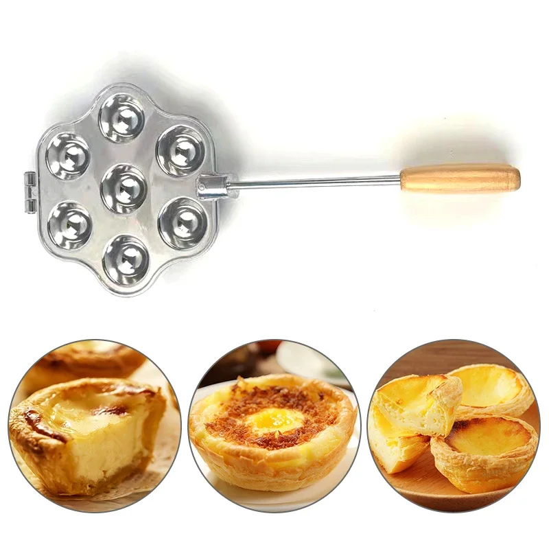 7 Holes Egg Tart Maker Machine Mold Aluminum Alloy Cake Mold Baking Forms Mold Tray for Cupcakes/Muffins/Cookies/Pies/Pudding