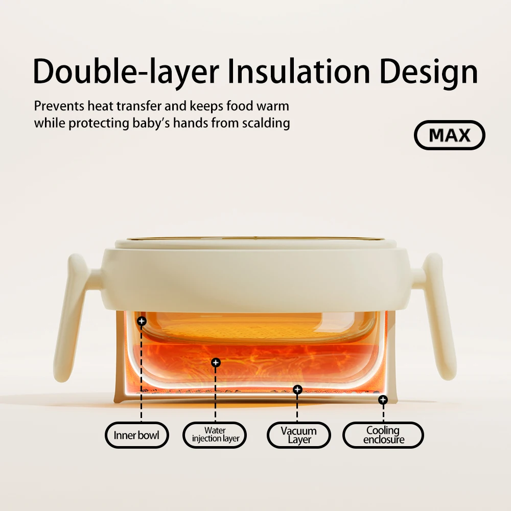 وعاء أطفال معزول مملوء بالماء من PPSU، وعاء فطام بدرجة حرارة ثابتة، بطانة مزدوجة مزدوجة الجدار، مضاد للحرق، مقاوم للسقوط، شفط B #3