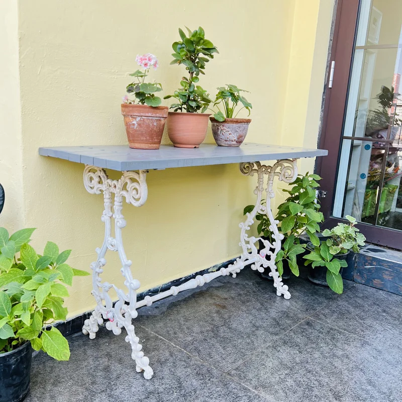 

French country retro cast iron garden long flower stand table indoor outdoor garden balcony courtyard flower pot stand