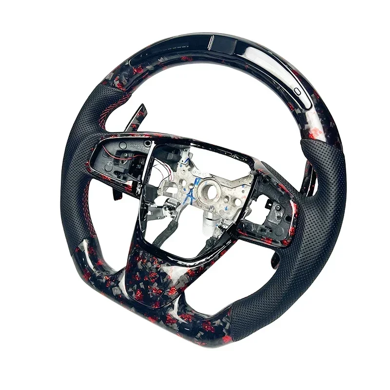 Overspeed warning LED display car steering wheel For Honda Civic Forged red carbon fiber steering wheel