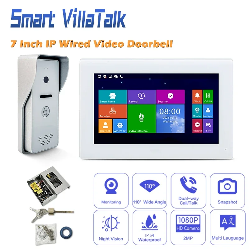 

New Design Mobile wifi Tuya smart life app remote control visual and unlock home video smart doorbell camera 1080p 7 inch part