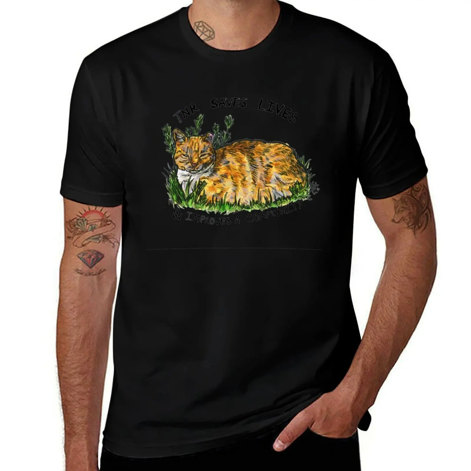 TNR Saves Lives and Improves a Community T-Shirt men t shirt cotton 100% T-Shirt