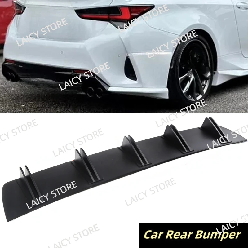 LAICY For L-exus RC300 RC350 Car Rear Diffuser Shark Fins Bumper Splitter Chin Spoiler Lip Shunt Rear Bumper Lip Black