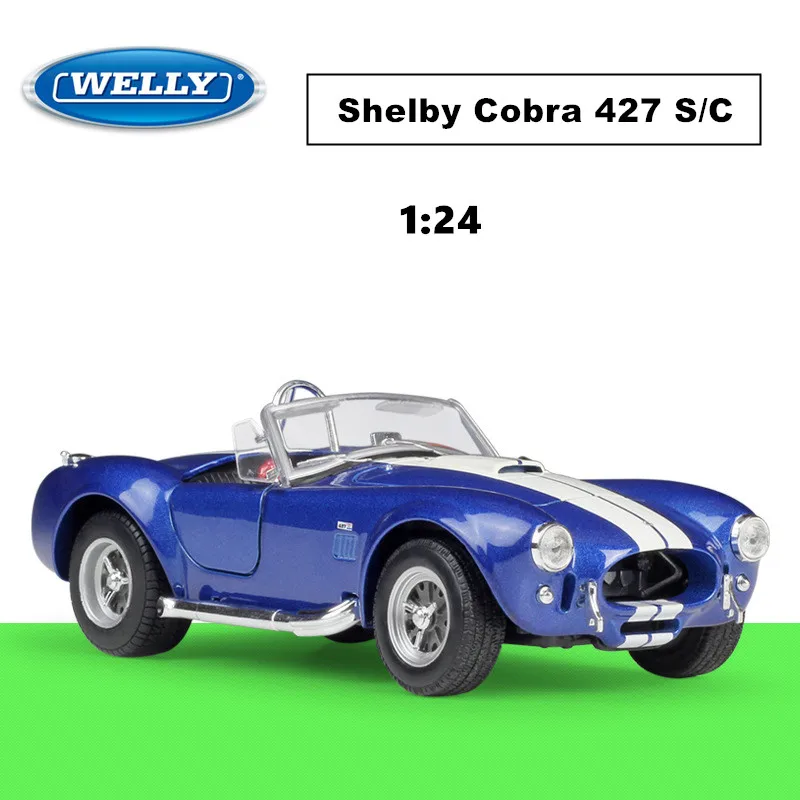 

Модель автомобиля WELLY 1:24 Ford Shelby Cobra 427 S/C 1965, литой под давлением, Игрушечная модель автомобиля, подарок для мальчика