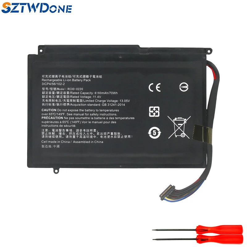 SZTWDONE RC30-0220 akumulator do laptopa dla Razer Blade 17.3 "RZ09-0220 RZ09-02202E75 11.4V 6160MAH 70WH