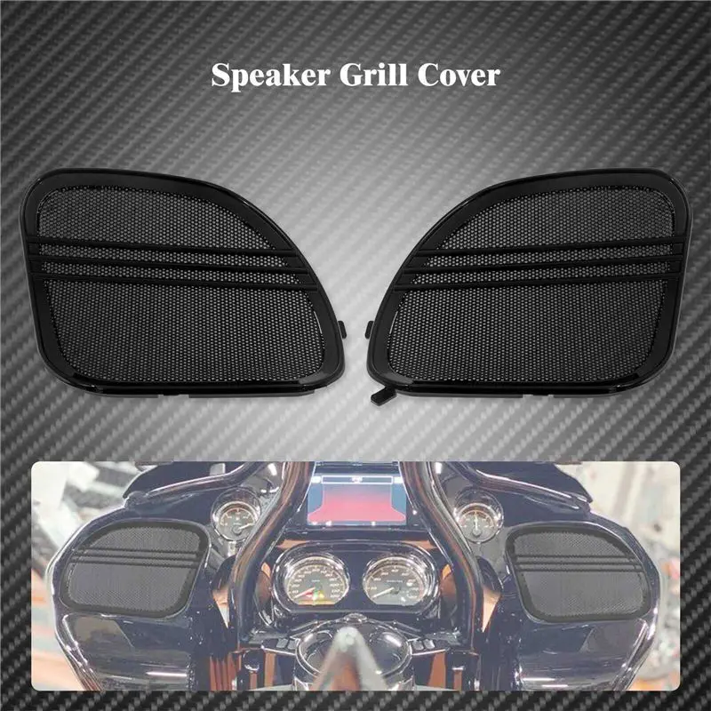 

*X07A Motorcycles Tri-Line Speaker Grills Cover Trim for Harley Road Glide 2015-2023 FLTRX FLTRXSE FLTRU Horn Mesh Caps B