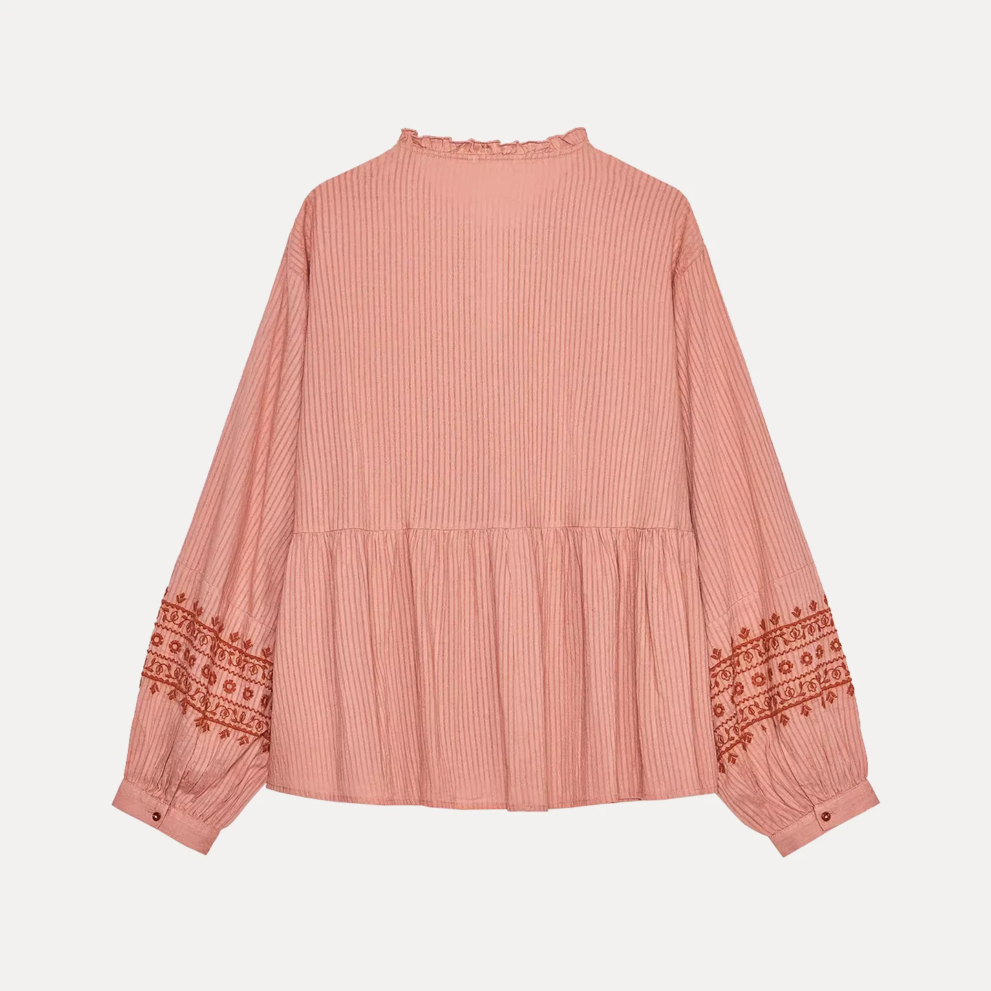 Casual geborduurde kleur Blo irt Dames Faion Herfst 2025Z Loose Fit Lange Sve Tie Taille Normale lengte