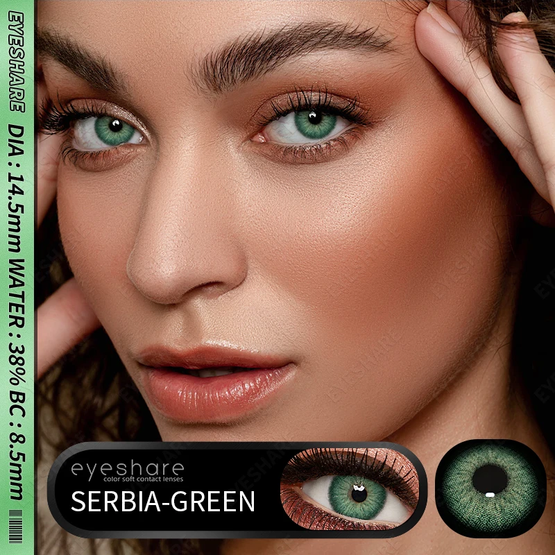 EYESHARE 1pair Green Series Color Contact Lenses For Eyes Colored Lenses Green Lenses Natural Colorful Contact Lens Yearly Use