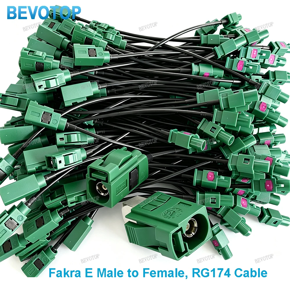 1Pcs RAL6002 Fakra E Male/Female to Fakra E Connector RG-174 Cable for TV SDARS Audio Video Antenna Extension Pigtail Jumper