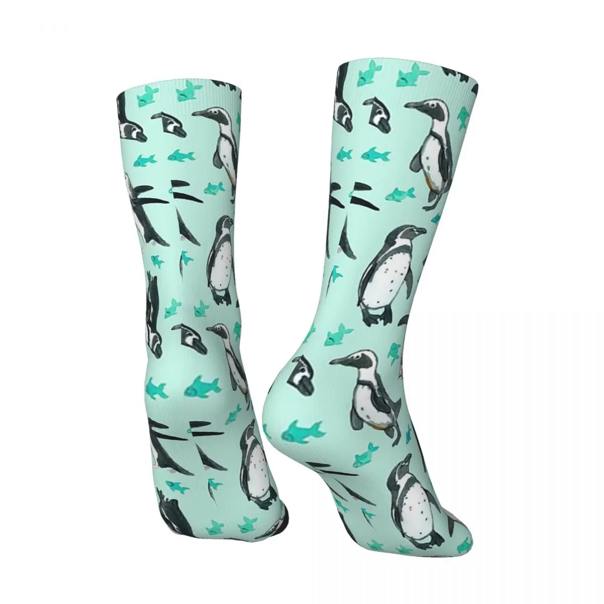 Lots Of Little Penguins On Mint Socks Harajuku Sport Middle Tube Socks Super Soft Stockings for Men Women Christmas Gifts