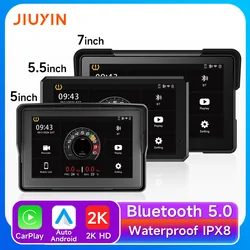 2024 New Motorcycle GPS Navigation Wireless CarPlay Android Auto Multimedia Player 2K HD Recorder IP67 Waterproof Screen Bluetoo