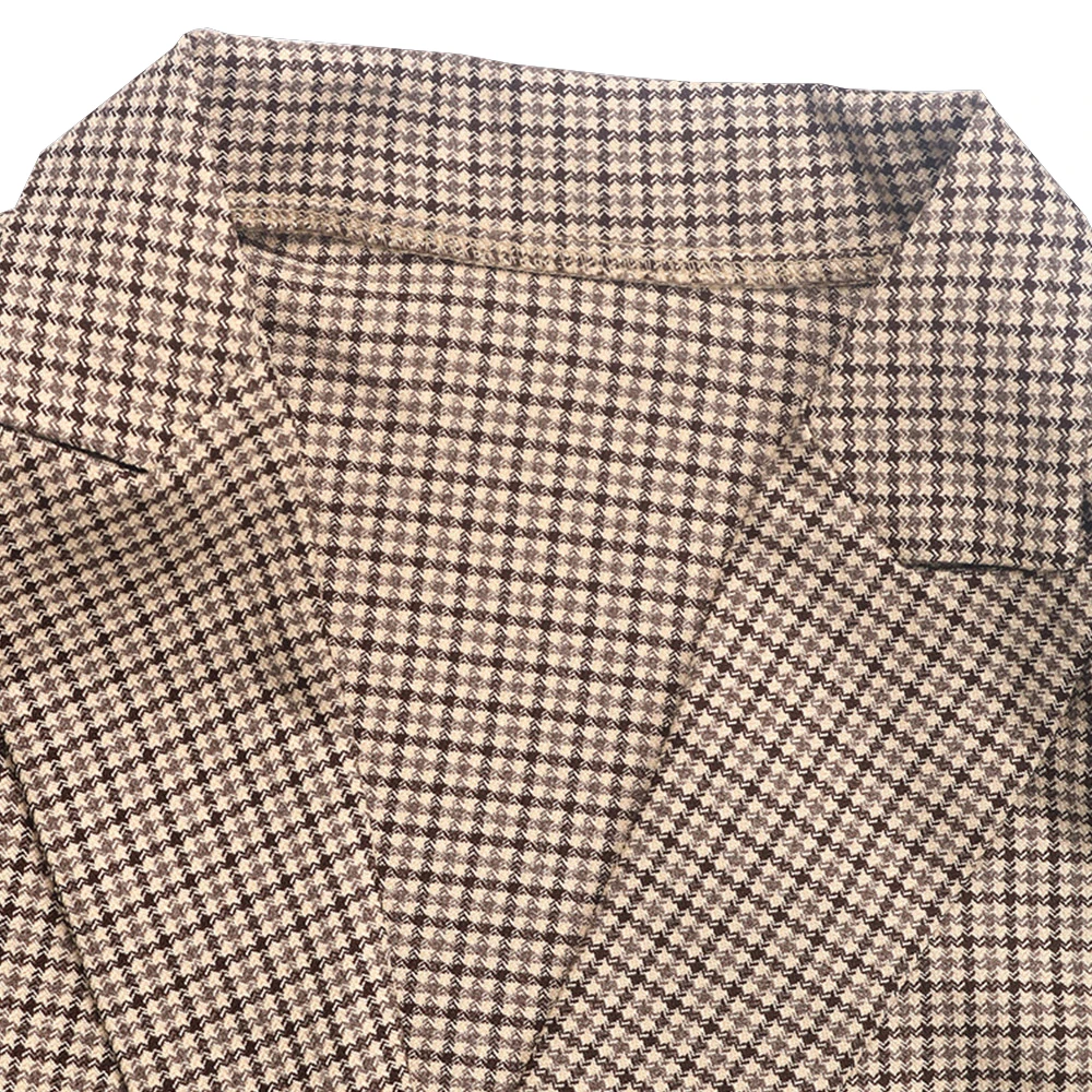 Women Fashion Plaid Blazer Coat Vintage Long Sleeve Flap Pockets Female Outerwear Spring Autumn Office Lady Chic Elegant Blazers