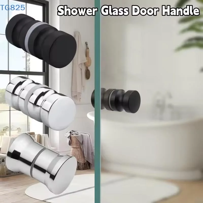 【AN】Stylish Shower Glass Door Handle,Sliding Shower Doors Knob,Double Sided Pull Hardware Replacement Parts For Bathroom Doors