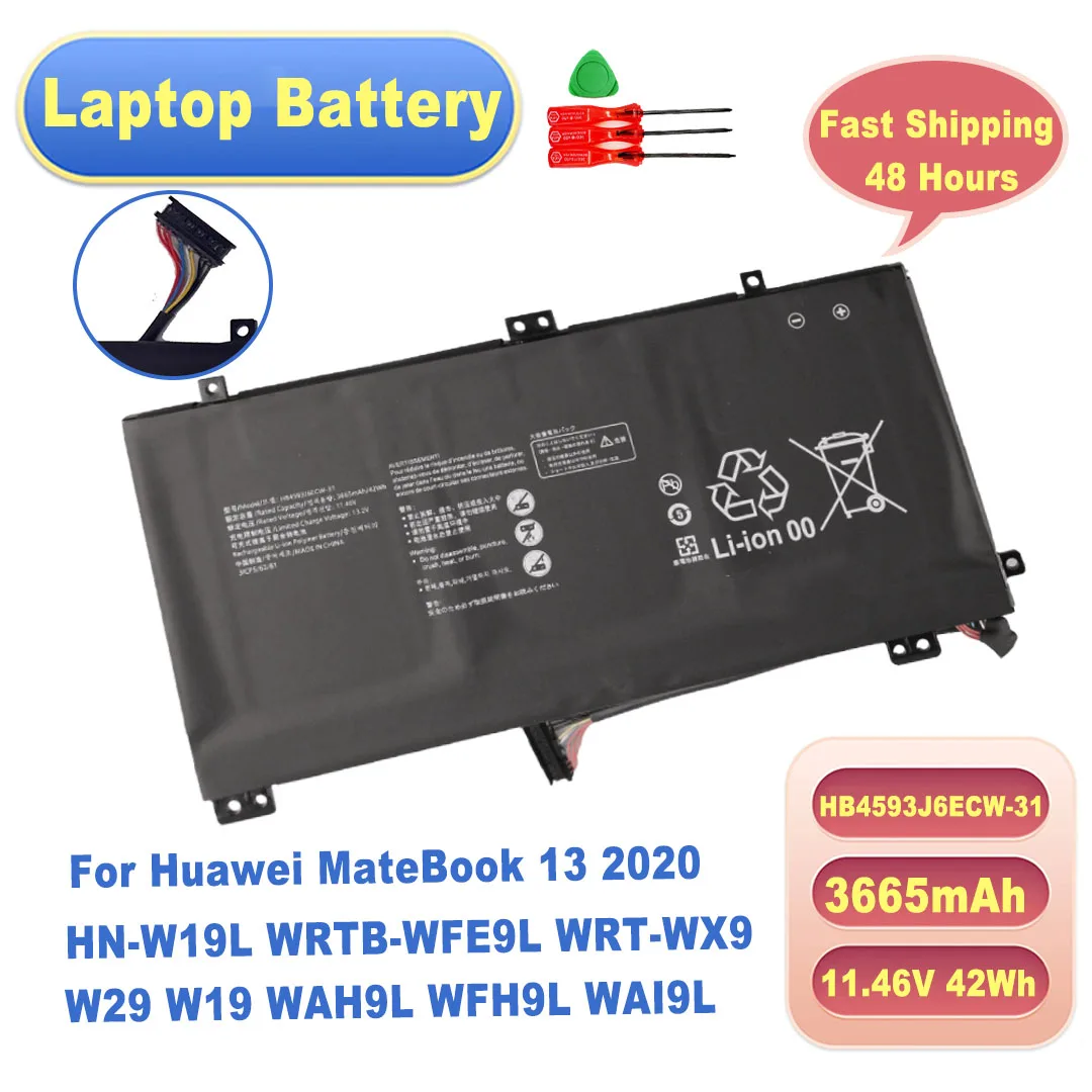 HB4593J6ECW-31 HB4593J6ECW 11.46V 42Wh Battery for Huawei MateBook 13 2020 HN-W19L WRTB-WFE9L WRT-WX9 W29 W19 WAH9L WFH9L WAI9L