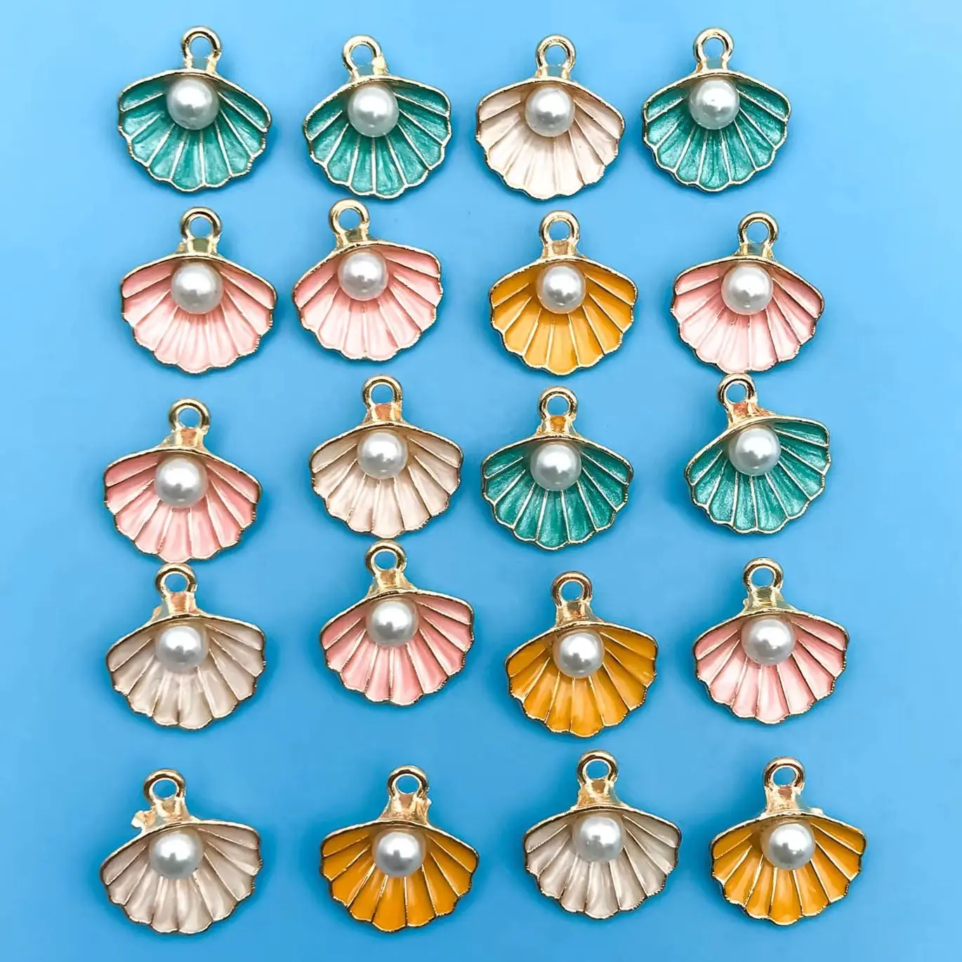 Mix 20 pçs/set óleo gotejamento esmalte vida marinha em forma de concha encantos pingente para diy colar pulseira brincos jóias fazendo artesanal