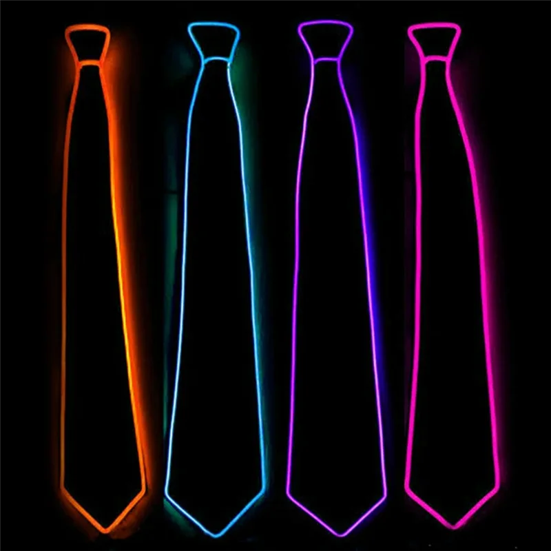 B17C Glowing Tie EL Wire Neon LED Luminous Party Haloween Christmas Luminous Light Up Decoration DJ Bar Club Stage Clothing Dura