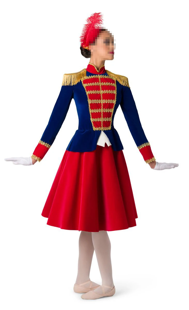 Women Men Nutcracker Costume Outfits Medieval Royal Military Velvet Dress Set Halloween Christmas Fashion Stage Performance Set