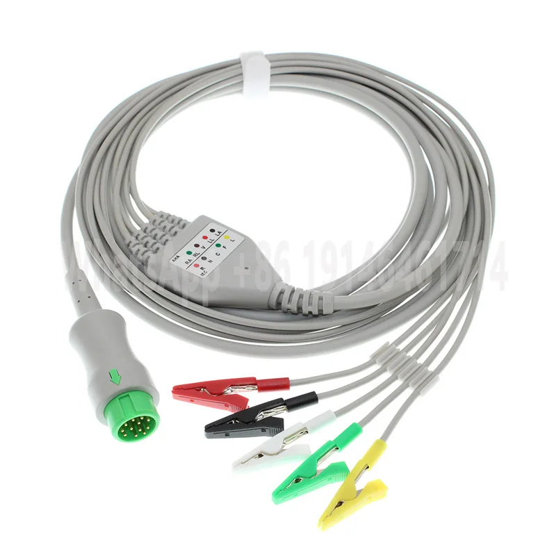 ECG 3/5 Lead One-Piece EKG Cable and Electrode Leadwire for Mindry Beneview T5 T8 PM5000 PM6000 iPM12 Beneheart D6 Monitor.