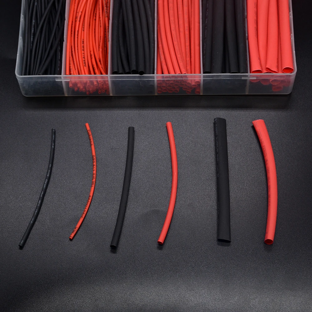 190pcs/lot 3 Sizes Flame-retardant Boxed Heat Shrink Tubing Kit  Black Red