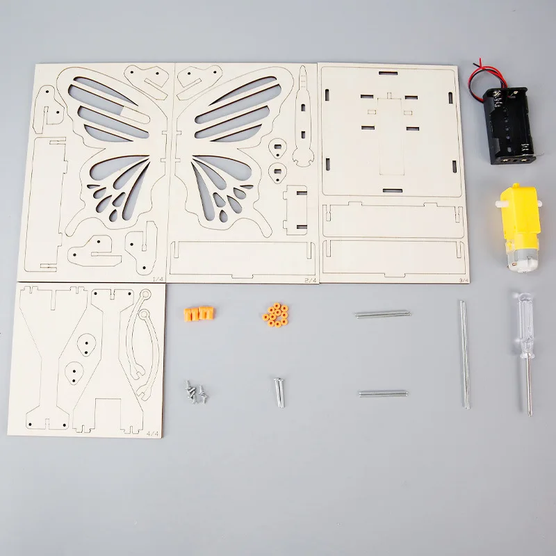 DIY Electric Flying Butterfly Science Kit STEAM Educational Experiment Model Linkage Transmission Principle Teaching Aid