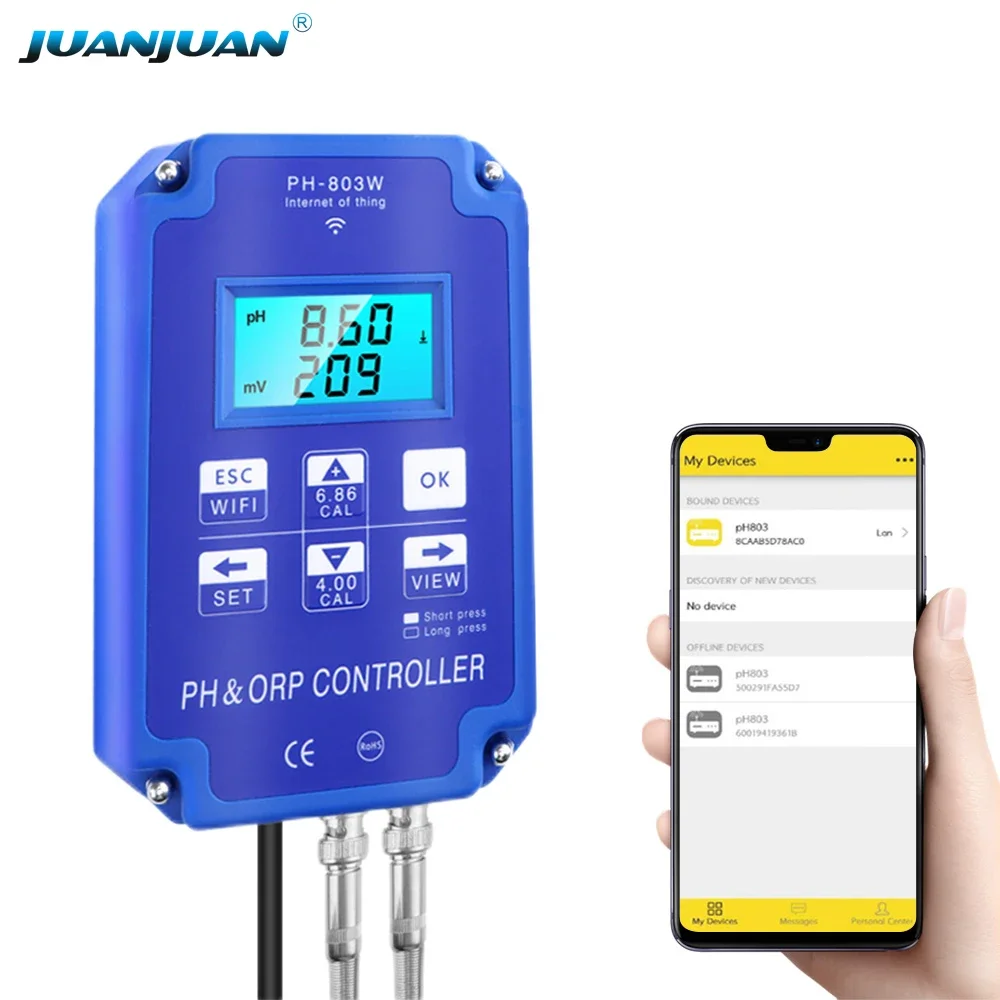 PH ORP Controller Digital pH Meter Acidity Alkalinity Controller Water Quality Monitor for Hydroponics Swimming Pool