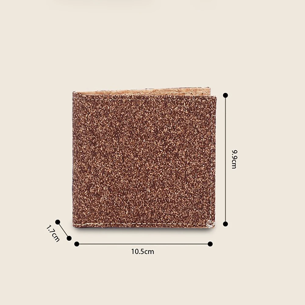 5pcs Wallets Cork Leather Khaki Brown Multifunctional Foldable Short Credit Card Holder